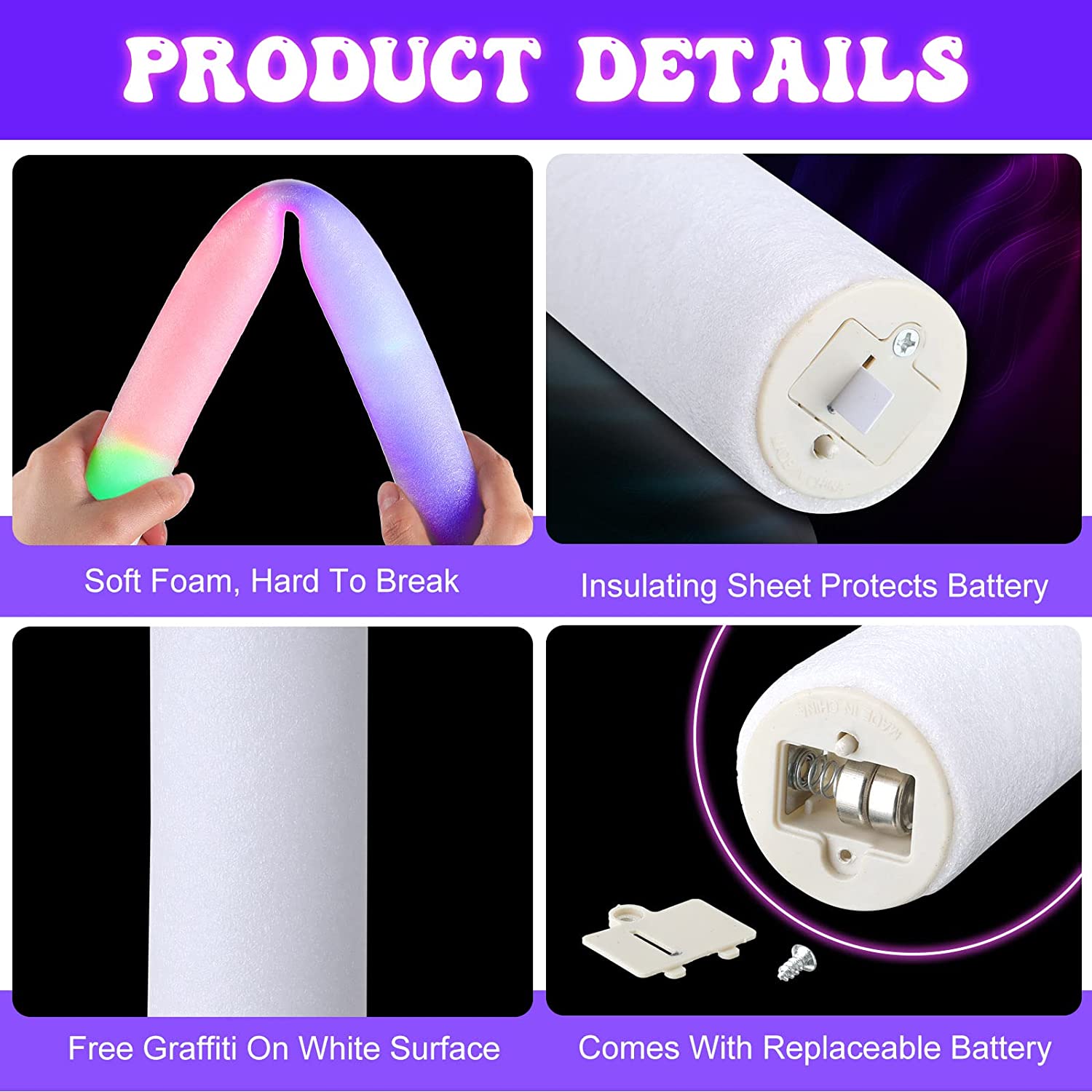 30/60pcs LED Glow Foam Stick F - Flashing Led Foam Sticks Party review and price